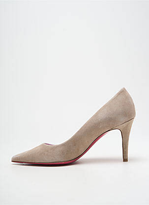 Escarpins nubuck talon de 7 à 9cm beige URSULA MASCARO femme