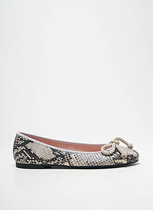 Ballerines tissage satiné talon plat jusqu'à 3cm gris PRETTY BALLERINAS femme