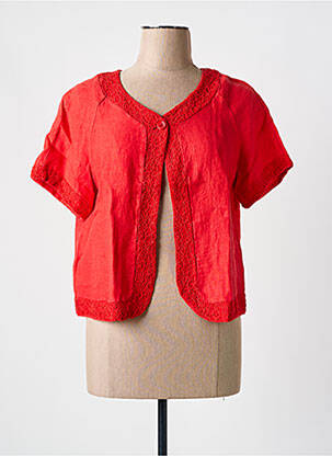 Veste casual col rond rouge BLANC BOHEME femme
