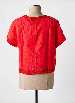 Veste casual col rond rouge BLANC BOHEME femme