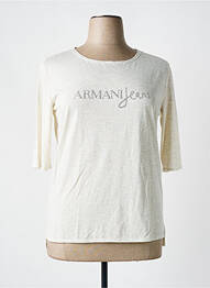 T-shirt coupe droite manches courtes beige ARMANI femme
