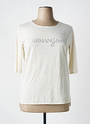 T-shirt coupe droite manches courtes beige ARMANI femme