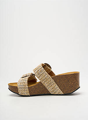 Mules/sabots tissage satiné talon de 4 à 6cm beige PLAKTON femme