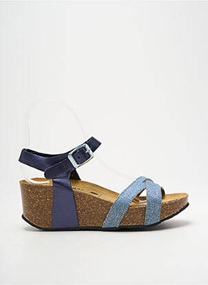 Sandales/nu pieds matière lisse talon de 4 à 6cm bleu PLAKTON femme