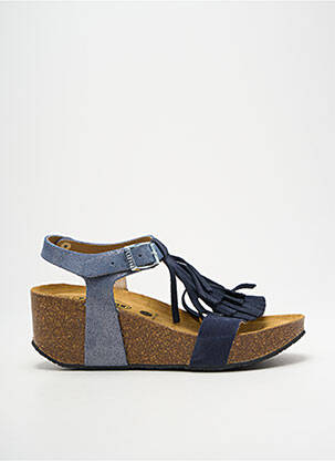 Sandales/nu pieds tissage satiné talon de 7 à 9cm bleu PLAKTON femme