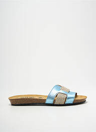 Mules/sabots tissage satiné talon plat jusqu'à 3cm bleu PLAKTON femme