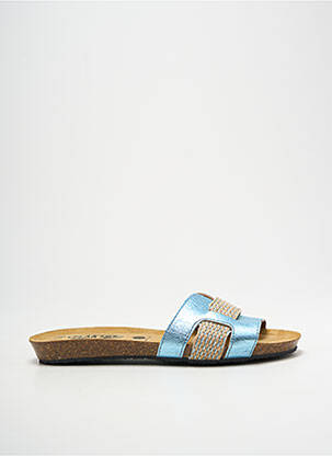 Mules/sabots tissage satiné talon plat jusqu'à 3cm bleu PLAKTON femme