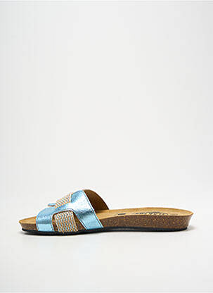 Mules/sabots tissage satiné talon plat jusqu'à 3cm bleu PLAKTON femme