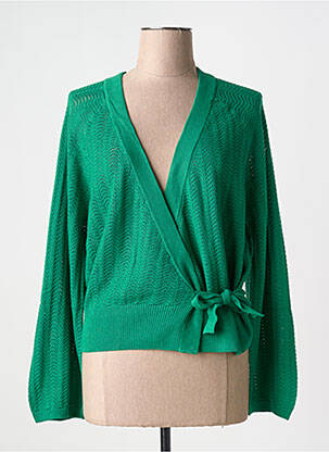 Gilet cache-cœur stretch vert BLUTSGESCHWISTER femme