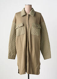 Manteau long fermeture pressionnée sans capuche vert YEST femme
