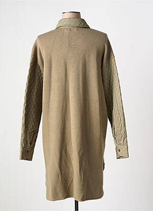 Manteau long fermeture pressionnée sans capuche vert YEST femme