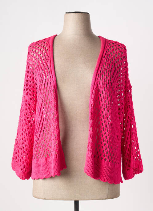 Gilet manches longues rose MAT. pour femme