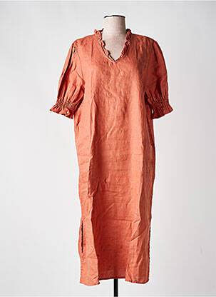 Robe longue manches courtes manches courtes marron MASAI femme