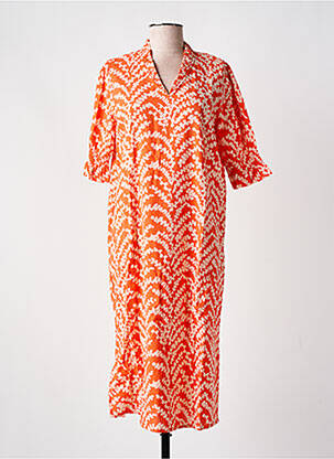 Robe mi-longue imprimé fantaisie manches courtes orange MASAI femme