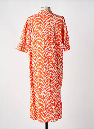 Robe mi-longue imprimé fantaisie manches courtes orange MASAI femme