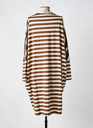Robe mi-longue imprimé fantaisie manches longues marron URBAN femme