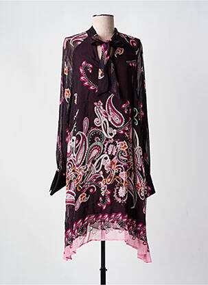 Robe mi-longue coupe fluide manches longues violet MAT. femme