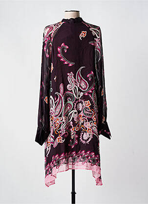 Robe mi-longue coupe fluide manches longues violet MAT. femme