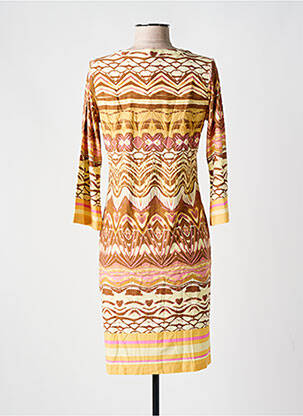 Robe mi-longue imprimé fantaisie manches courtes jaune ESQUALO femme
