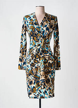 Robe mi-longue imprimé fantaisie manches longues marron ESQUALO femme