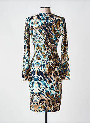 Robe mi-longue imprimé fantaisie manches longues marron ESQUALO femme