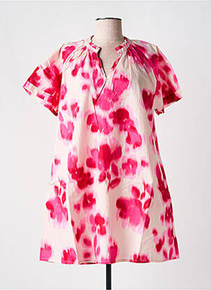 Robe courte coupe évasée manches courtes rose MASAI femme