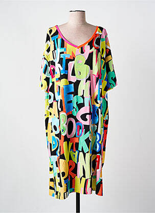 Robe mi-longue coupe fluide manches courtes noir AN II VITO femme
