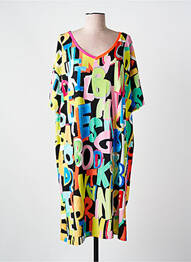 Robe mi-longue coupe fluide manches courtes noir AN II VITO femme