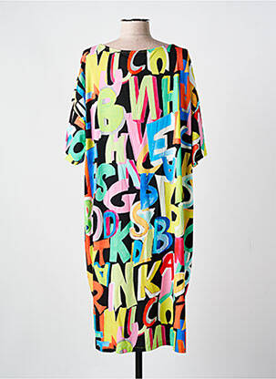 Robe mi-longue coupe fluide manches courtes noir AN II VITO femme