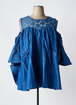 Blouse col rond manches courtes bleu BUBBLEE femme