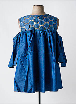 Blouse col rond manches courtes bleu BUBBLEE femme