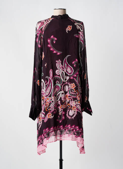 Robe mi-longue coupe fluide manches longues violet MAT. femme