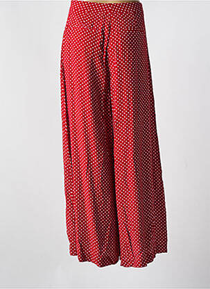 Pantalon large tissage crêpe taille haute rouge ZILCH femme