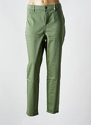 Pantalon slim tissage popeline taille normale vert YEST femme