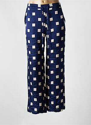 Pantalon droit taille élastique taille normale bleu POUNOU femme