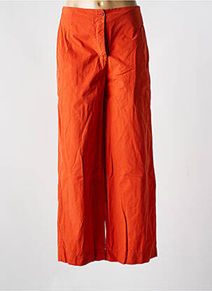 Pantalon large fermeture zippée sous rabat boutonné taille haute orange YELLOW LABEL femme