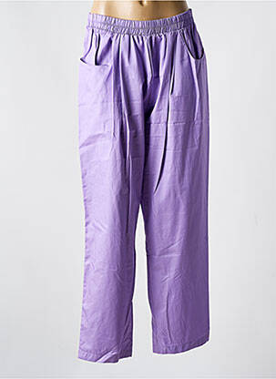 Pantalon droit tissage popeline taille normale violet MAT. femme