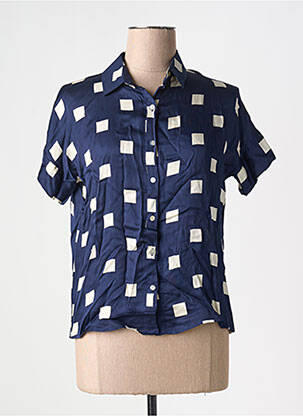 Chemisier tissage crêpe manches courtes bleu POU NOU femme