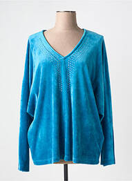 Sweat-shirt stretch manches longues bleu MAT. femme