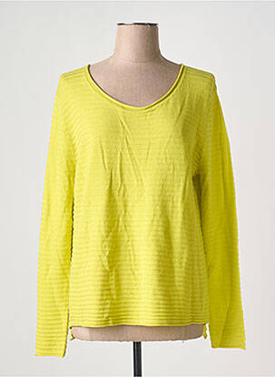 Pull coupe cintrée manches longues vert YELLOW LABEL femme