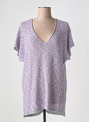Pull coupe droite manches courtes violet MAT. femme