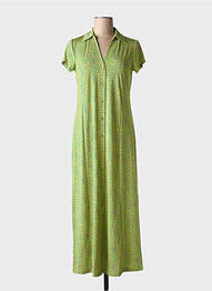 Robe longue imprimé fantaisie manches courtes vert SURKANA femme