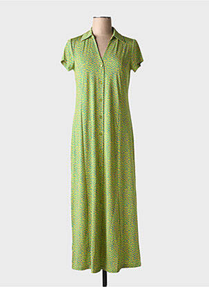 Robe longue imprimé fantaisie manches courtes vert SURKANA femme