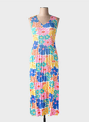 Robe longue imprimé fleurs sans manche rose LEO & UGO femme
