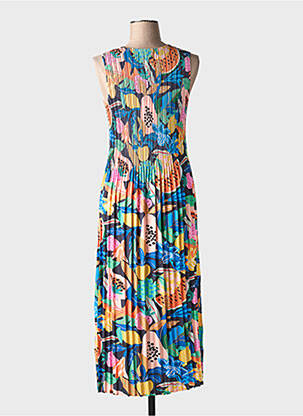 Robe longue imprimé fantaisie sans manche noir LEO & UGO femme