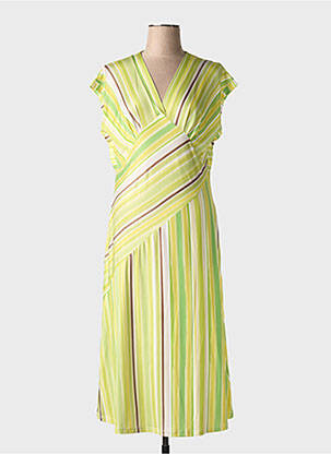 Robe mi-longue manches courtes manches courtes jaune SCORZZO femme