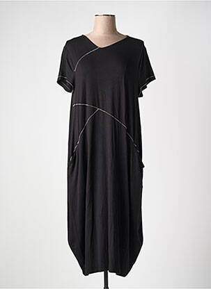 Robe mi-longue manches courtes manches courtes noir OZAI N KU femme