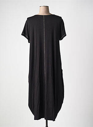 Robe mi-longue manches courtes manches courtes noir OZAI N KU femme