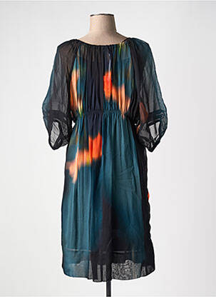 Robe mi-longue coupe fluide manches courtes noir BEATE HEYMANN femme