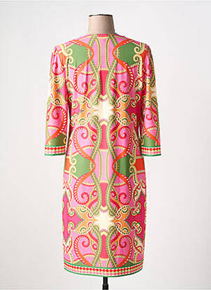 Robe mi-longue coupe fluide manches 3/4 rose K-DESIGN femme